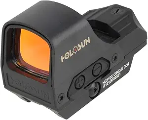 HOLOSUN HE510C-GR / HS510C Multi-Reticle 2 MOA Dot & 65 MOA Circle Open Reflex Sight for Long Guns - Solar FailSafe Shake-Awake Waterproof Sight with 12 Brightness Settings - Red/Green Dot Options