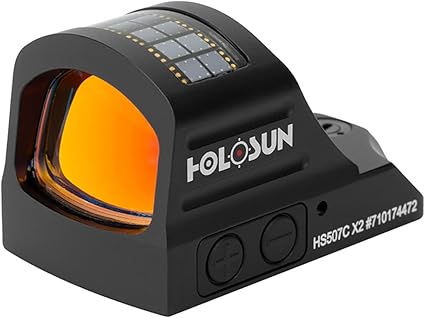 HOLOSUN HE507C-GR X2 / HS507C X2 2 MOA Dot & 32 MOA Circle Open Reflex Pistol Sight - Durable Shake-Awake Solar Failsafe Parallax-Free Aluminum Sight for Full-Sized Handguns - Green & Red Dot Options